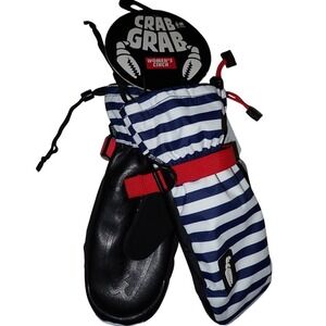 Crab Grab Women's Cinch Mittens Navy Stripe Medium NEW ski winter snowboard